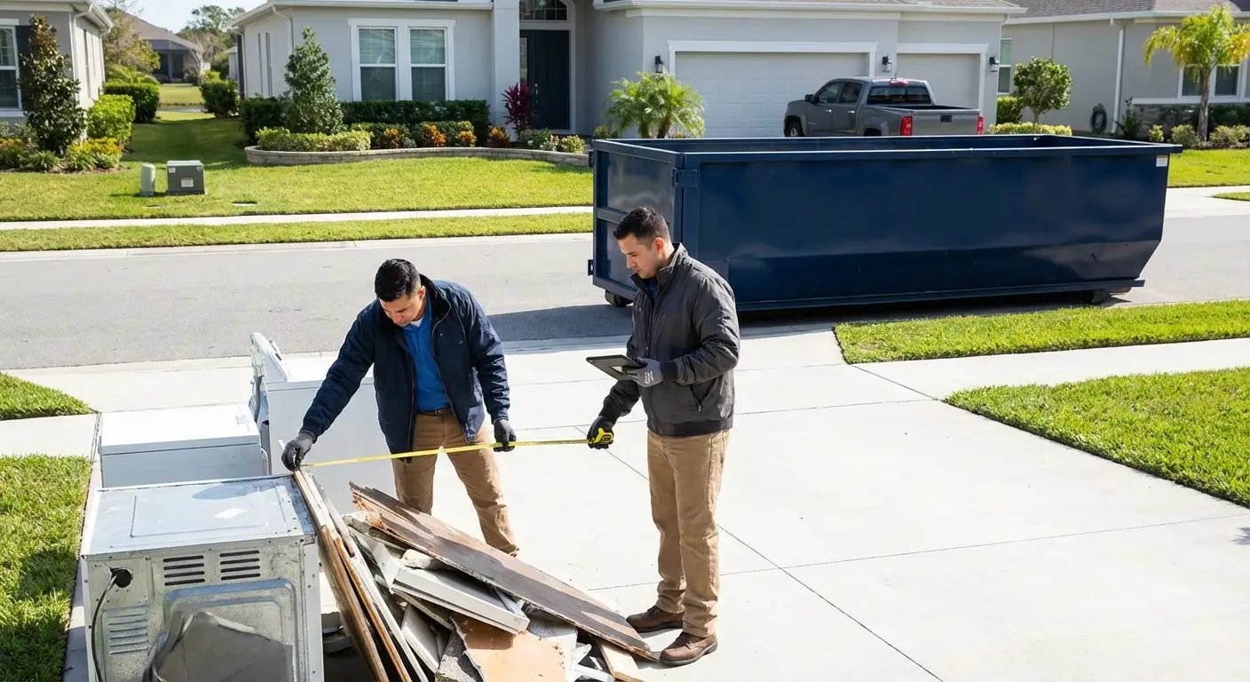 Concrete dumpster rental delivery truck in Orlando, FL